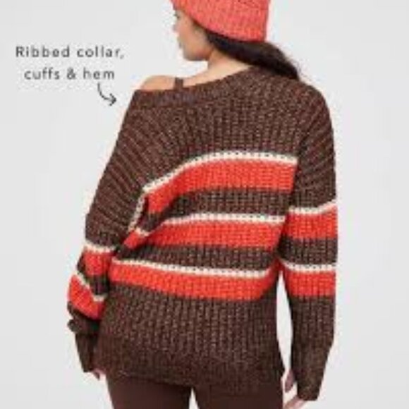 Offline By Aerie Sweater Large Chunky Knit Pullover Brown Orange Fall Cabin Cozy - Picture 16 of 16